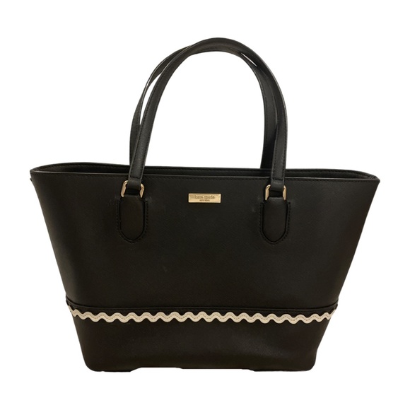 Authentic Kate Spade Black Chevron Ric Rac Handbag Purse - Picture 1 of 6